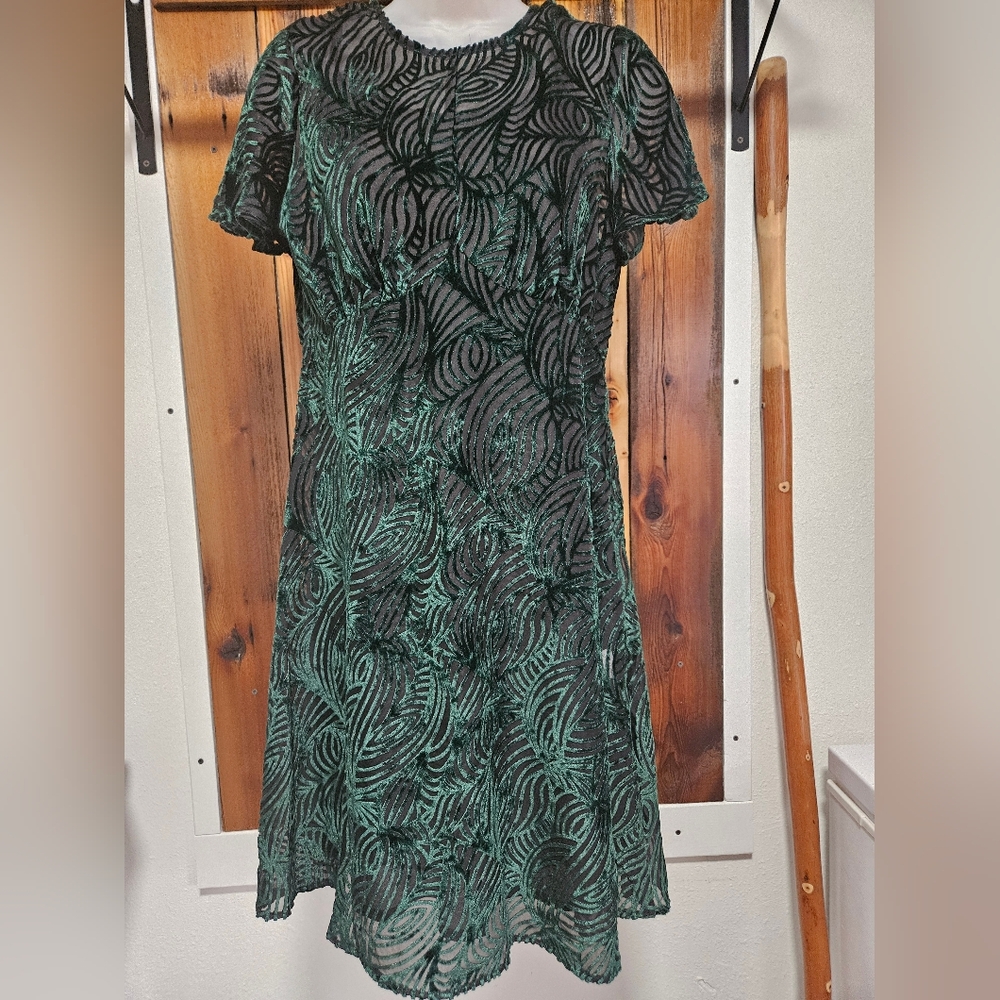Michael Kors Black and Green Mini Dress